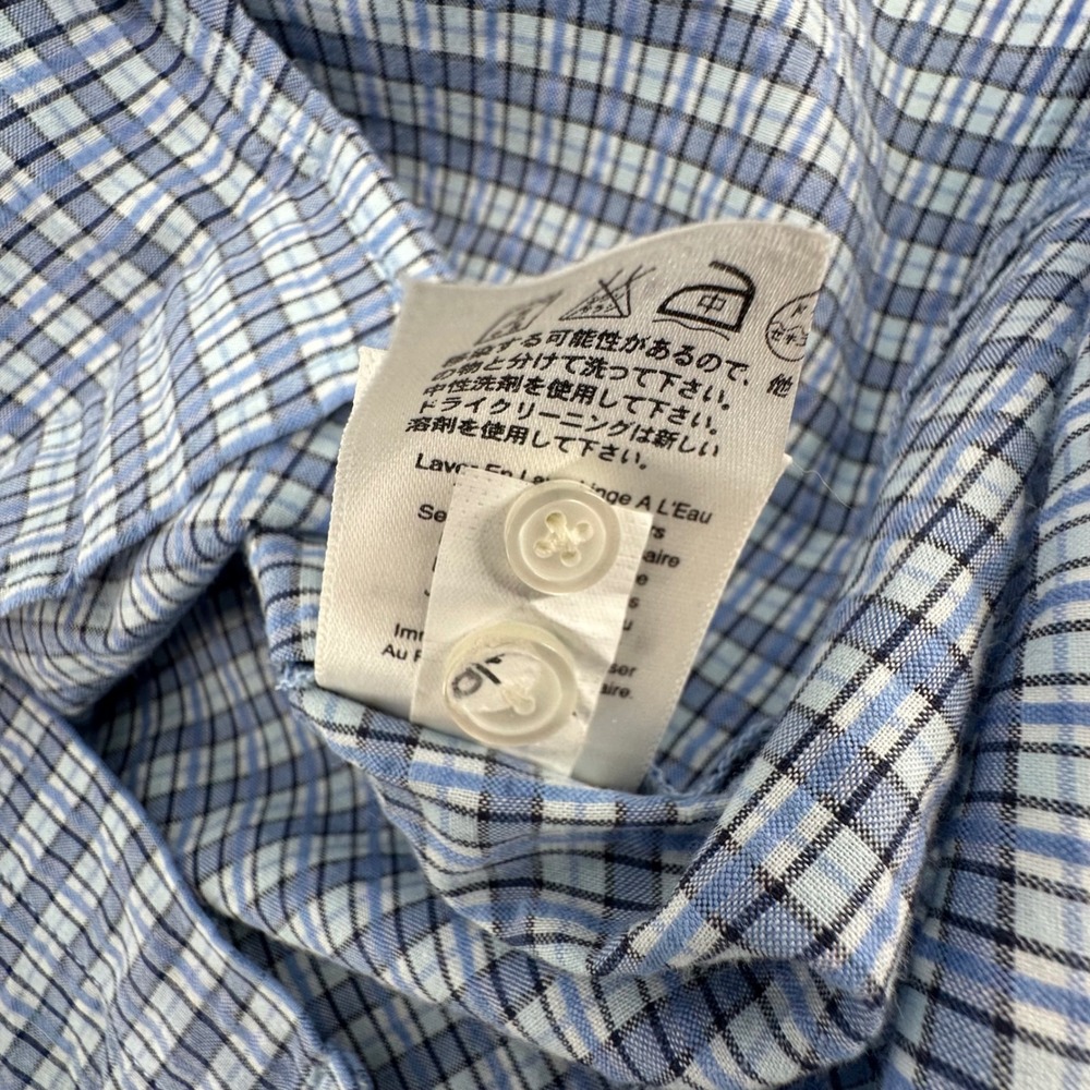 Eddie Bauer Mens Blue Plaid Seersucker Short Sleeve Button Down Shirt Size M - Picture 7 of 13